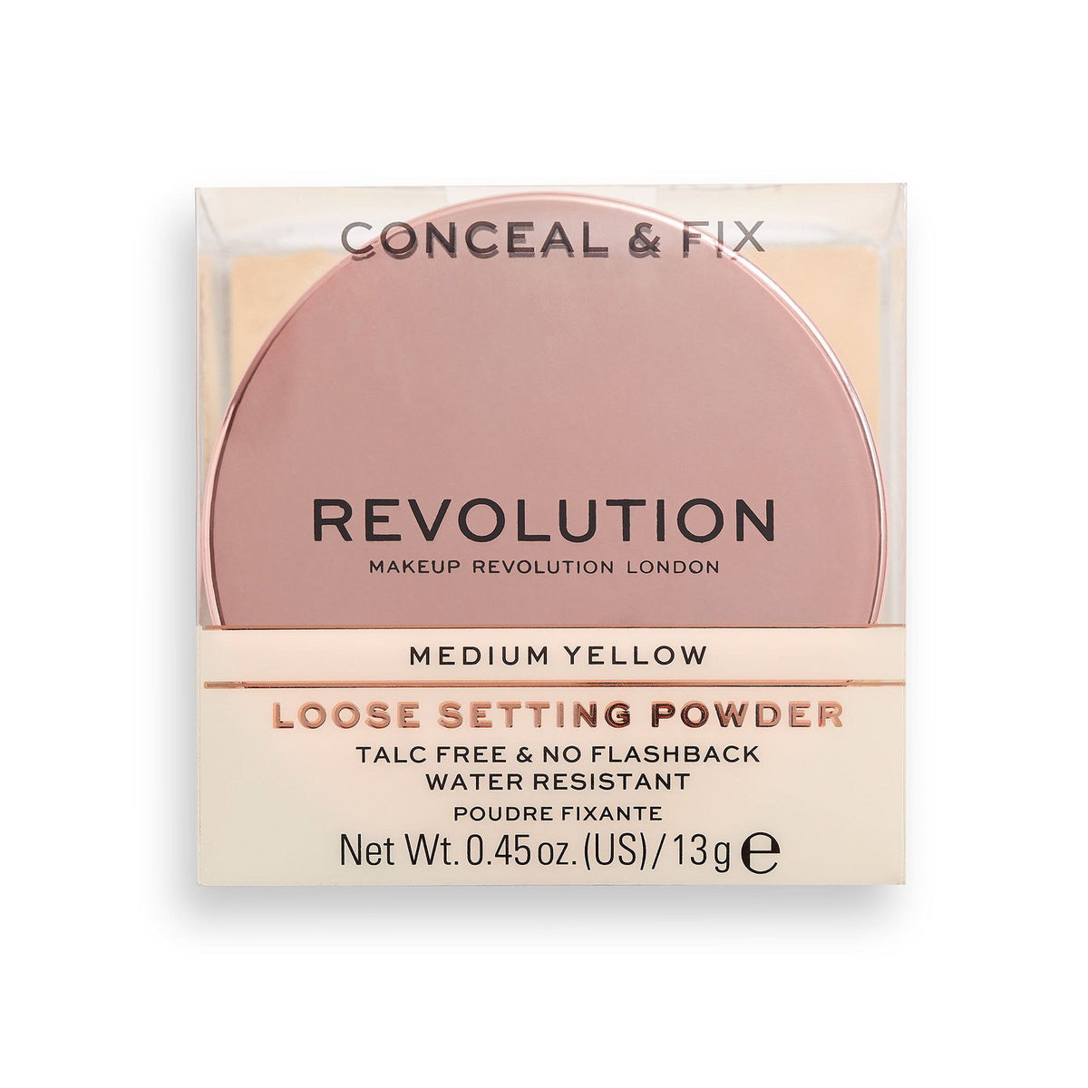 Makeup Revolution, Conceal & Fix, Vegan, Loose Πούδρα Σταθεροποίησης, Medium Yellow, 13 g