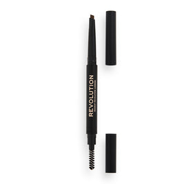 Makeup Revolution, Duo Brow Definer, Eyebrow Cream Pencil & Brush 2-In-1, Medium Brown, 0.25 g