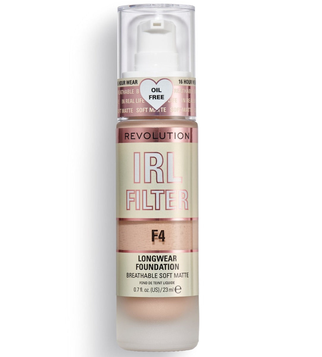 Makeup Revolution, IRL Filter, Oil Free, Long Wear, Κρέμα Foundation, F4, 23 ml