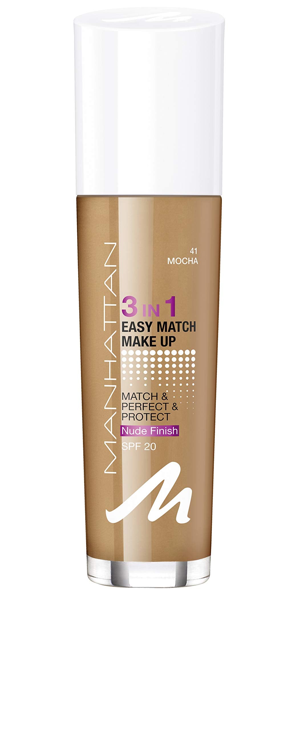 Manhattan, Easy Match 3 In 1, Liquid Foundation, 41, Mocha, SPF 20, 30 ml
