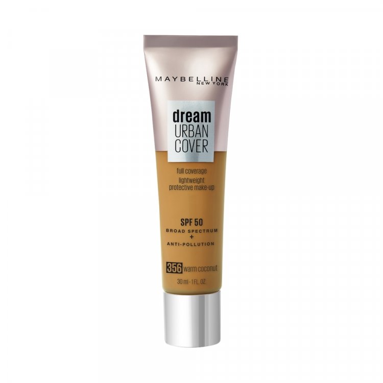 Maybelline, Dream Urban Cover, Full Cover, Κρέμα Foundation, 356, Warm Coconut, SPF 50, 30 ml