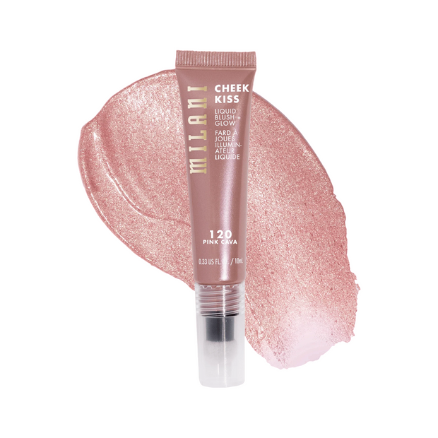 Milani, Cheek Kiss Blush + Glow, Λαμπερό, Liquid Blush, 120, Pink Cava, 10 ml