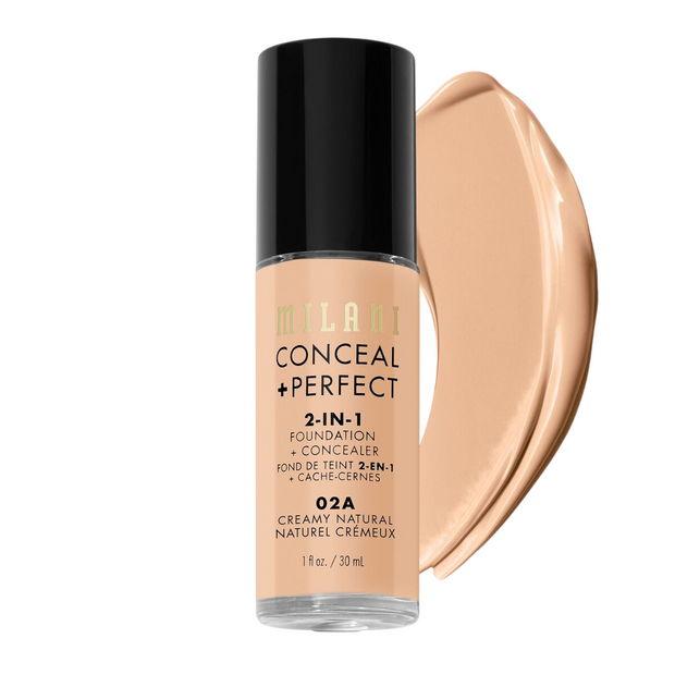 Milani, Conceal + Perfect, Υγρό Foundation & Concealer 2-In-1, 02A, Creamy Natural, 30 ml