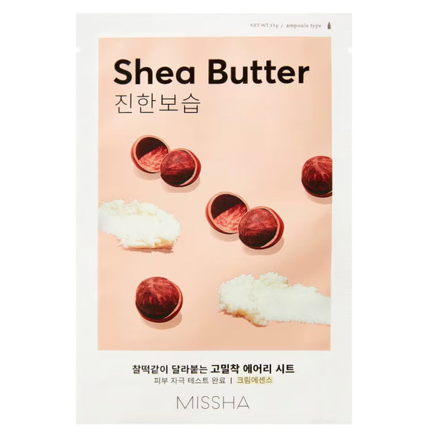 Missha, Airy Fit Shea Butter, Hydration, Sheet Mask, For Face, 19 g