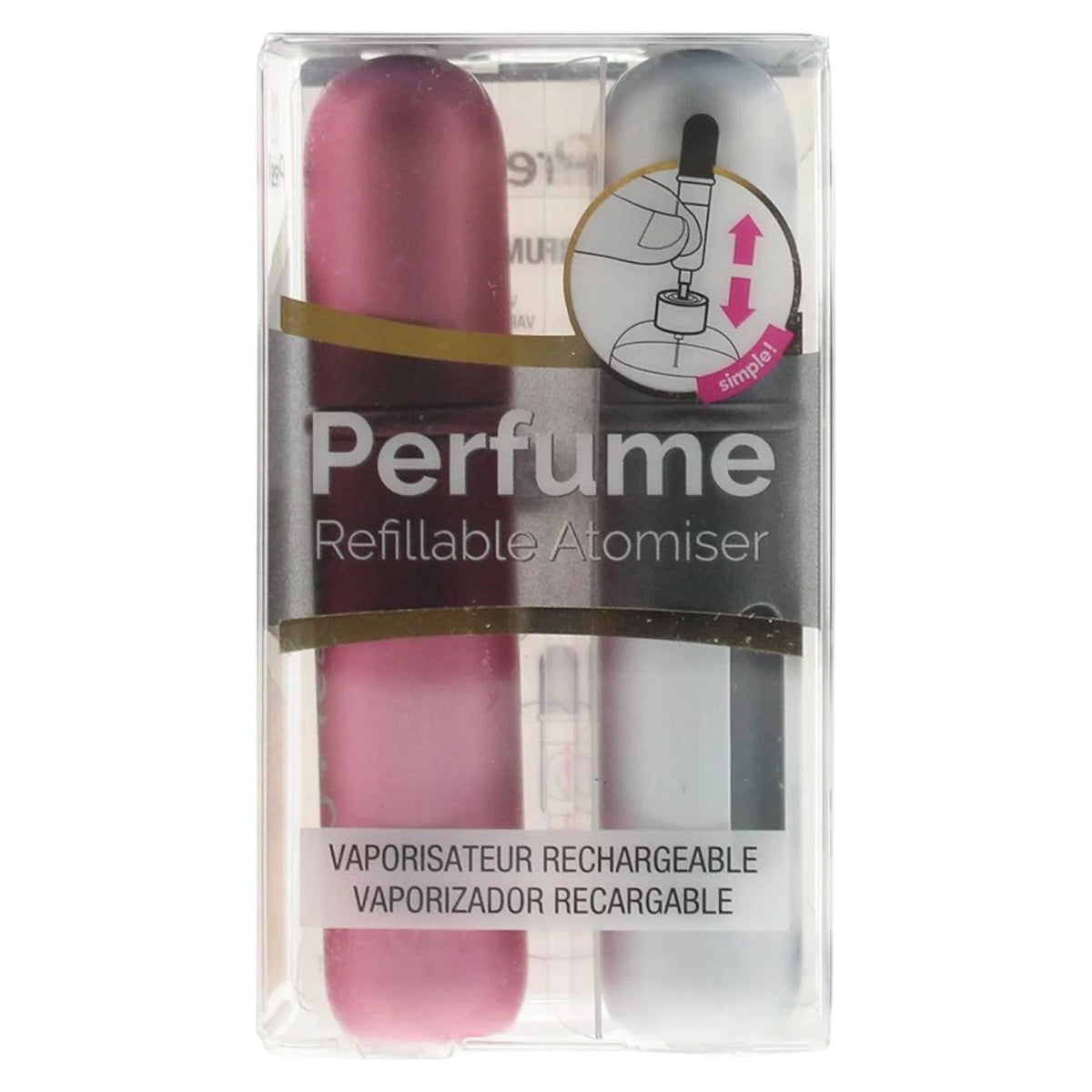 Σετ Duo, Pressit, Pink & Silver, Επαναγεμιζόμενο Atomizer Case, 2 pcs