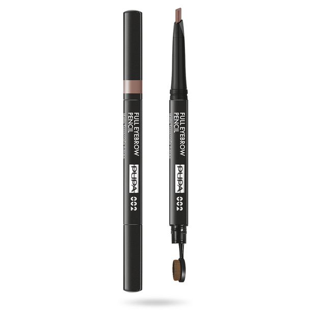 Pupa, Full, Χωρίς Parabens, Definer, Double-Ended, Eyebrow Cream Pencil & Brush 2-In-1, 002, Brown, 0.2 g