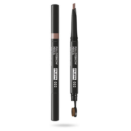 Pupa, Full, Paraben-Free, Definer, Double-Ended, Eyebrow Cream Pencil & Brush 2-In-1, 002, Brown, 0.2 g