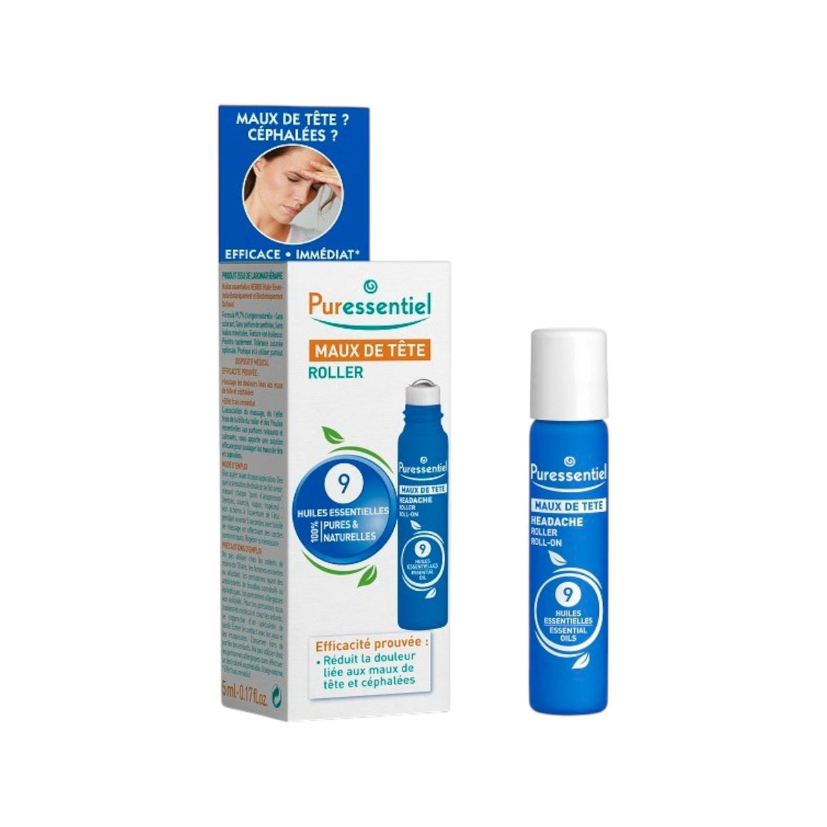 Puressentiel, Roller, Essential Oils, Pain Relief, For Headache, Roll-On Έλαιο Σώματος, For Head, 5 ml