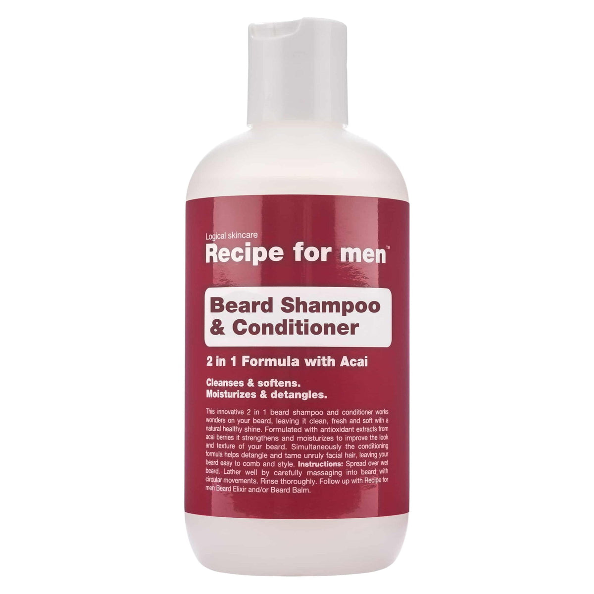 Recipe Για Άνδρες, Beard Σαμπουάν & Κρέμα Μαλλιών, Καθαρισμού and Conditioning, Beard Σαμπουάν, Moisture, 250 ml