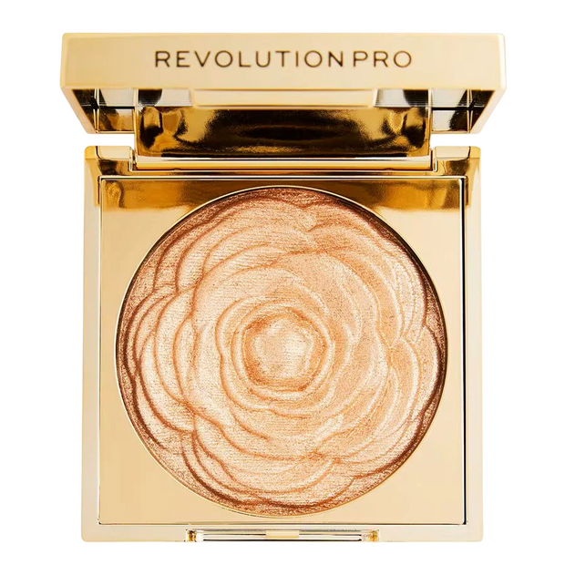 Revolution Pro, Pro Lustre, Λαμπερό, Blush Highlighter Compact, Golden Rose, 1 Shade, 9 g