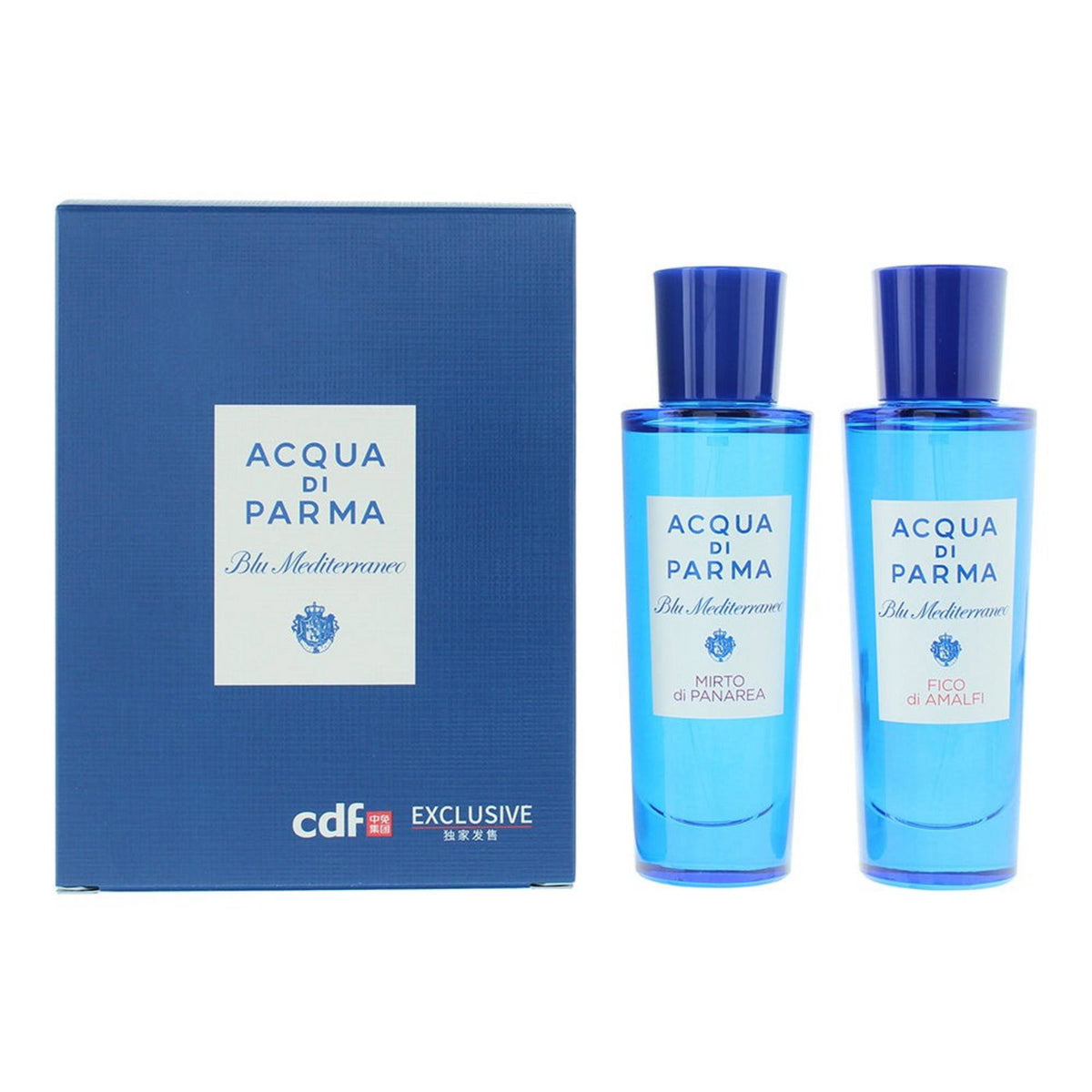 Σετ Acqua di Parma: Blu Mediterraneo - Fico di Amalfi, Eau De Toilette, Unisex, 30 ml + Blue Mediterraneo - Mirto di Panarea, Eau De Toilette, Unisex, 30 ml