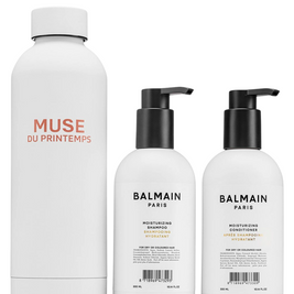 Set Balmain Professionnel: Balmain Professionnel, Argan Oil, Hair Σαμπουάν, Ενυδατικό, 300 ml + Balmain Professionnel, Hair Κρέμα Μαλλιών, For Ενυδατικό, 300 ml + Muse Du Printemps, GWP Steel Water Bottle, White
