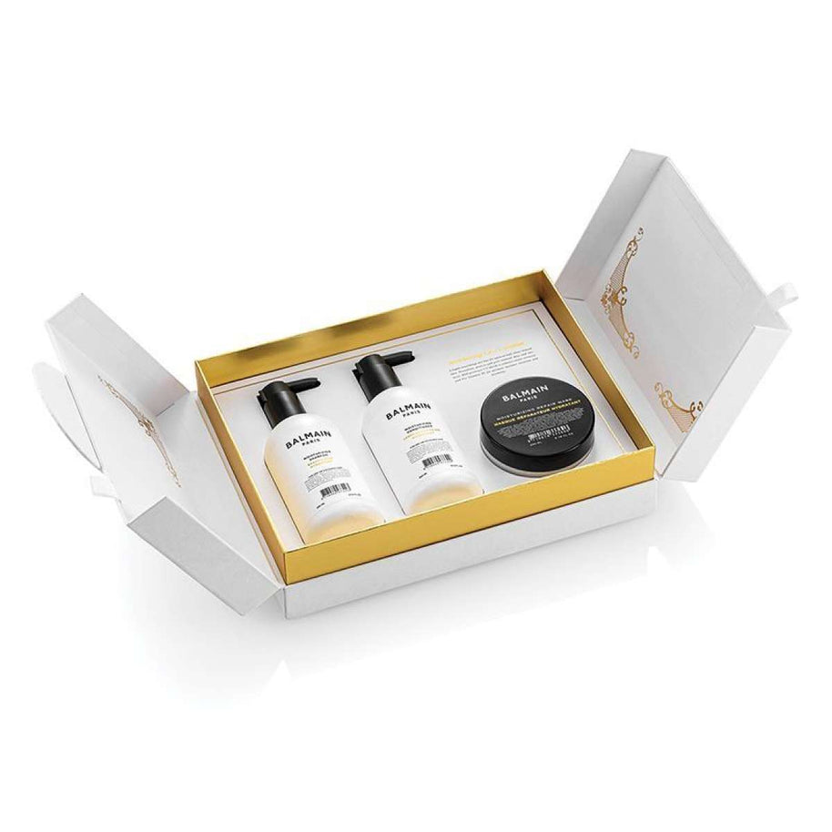 Σετ Balmain Professionnel: Ενυδατικό, Σαμπουάν, For Hydration, 300 ml + Ενυδατικό, Κρέμα Μαλλιών, For Hydration, 300 ml + Ενυδατικό, Θεραπεία Μαλλιών Μάσκα Σε Μορφή Κρέμας, For Repairing, 200 ml