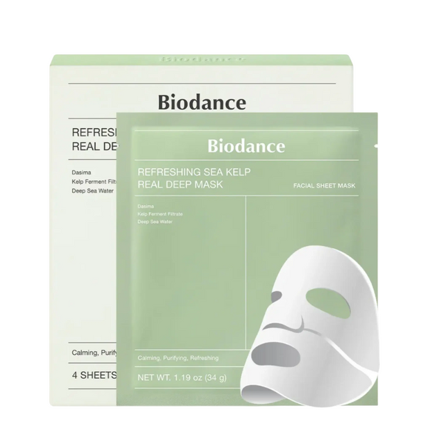 Σετ, Biodance, Refreshing Sea Kelp, Καθαριστικό, Sheet Mask, Για το Πρόσωπο, 4 pcs, 34 g