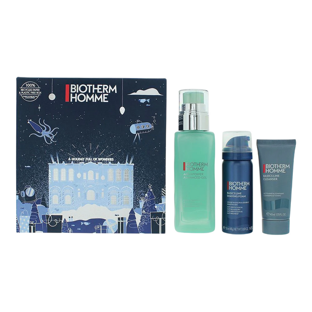 Σετ Biotherm: Aquapower, Ενυδατικό, Gel, Για το Πρόσωπο, 75 ml + Homme, Καθαρισμού, Gel Καθαρισμού, Για το Πρόσωπο, 40 ml + Homme, Αφρός Ξυρίσματος, 50 ml