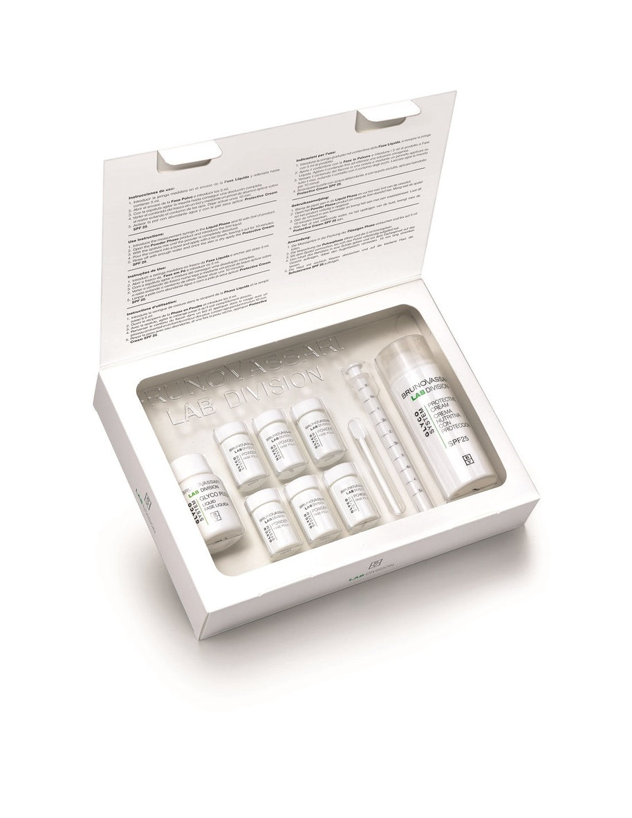 Set Bruno Vassari: Glyco System, Καθαρισμού, Exfoliating Powder, 6 pcs, 0.30 g + Glyco System, Protects & Ενυδάτωσης, Κρέμα Προσώπου, SPF 25, 30 ml