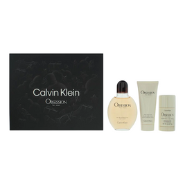 Σετ Calvin Klein: Obsession, Eau De Toilette, Για Άνδρες, 125 ml + Obsession, Κατά της Εφίδρωσης, Αποσμητικό Stick, Για Άνδρες, 75 g + Obsession, Καταπραϋντικό, Balm Για Μετά το Ξύρισμα, 75 ml