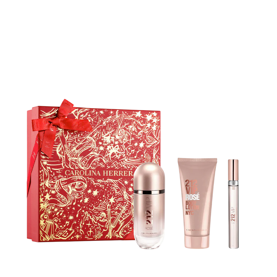 Σετ Carolina Herrera: 212 VIP Rose, Eau De Parfum, Για Γυναίκες, 80 ml + 212 VIP Rose, Eau De Parfum, Για Γυναίκες, 10 ml + 212 VIP Rose, Ενυδατική, Λοσιόν Σώματος, 100 ml