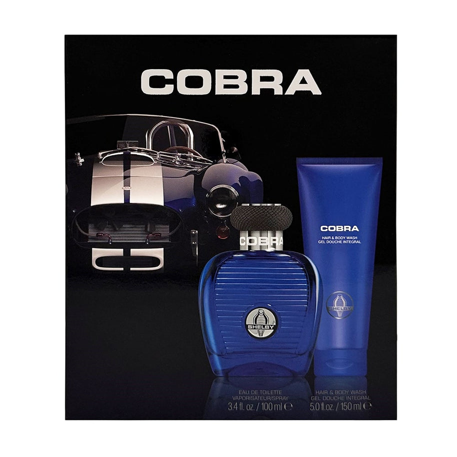 Set Carroll Shelby: Blue Cobra, Eau De Toilette, Ανδρικό, 100 ml + Blue Cobra, Αφρόλουτρο & Σαμπουάν 2-Σε-1, 150 ml