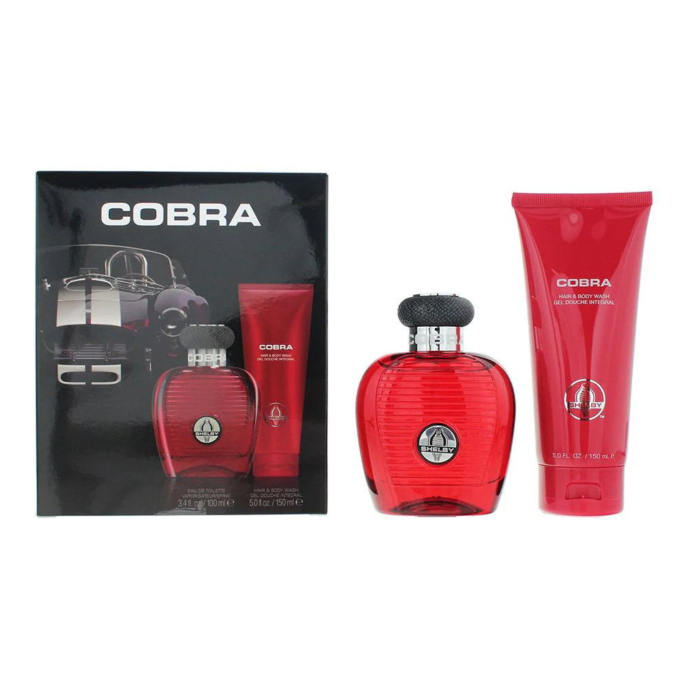 Set Carroll Shelby: Red Cobra, Αφρόλουτρο & Σαμπουάν 2-Σε-1, 150 ml + Red Cobra, Eau De Toilette, Ανδρικό, 100 ml