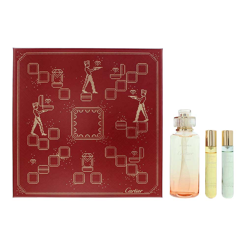 Set Cartier: Rivieres de Cartier Insouciance, Eau De Toilette, Unisex, 100 ml + Rivieres de Cartier Luxuriance, Eau De Toilette, Unisex, 10 ml + Allegresse, Eau De Toilette, Unisex, 10 ml