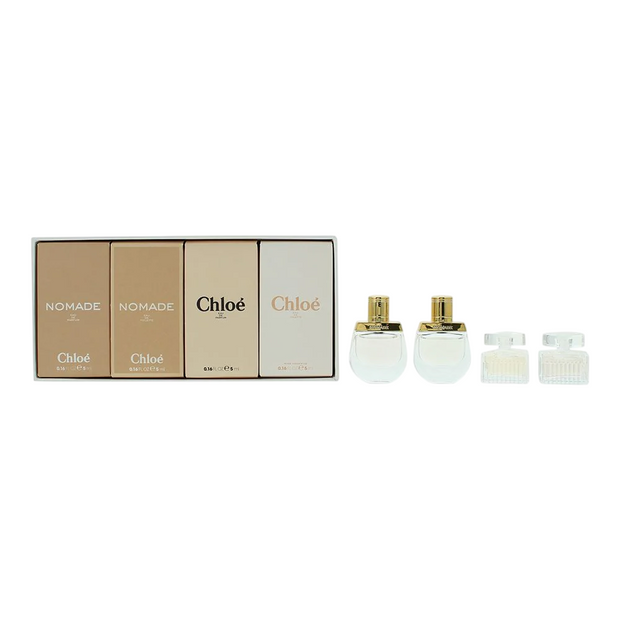 Set Chloe: Chloe, Eau De Parfum, Γυναικείο, 5 ml *Miniature + Rose Tangerine, Eau De Toilette, Γυναικείο, 5 ml *Miniature + Nomade, Eau De Parfum, Γυναικείο, 5 ml *Miniature + Nomade, Eau De Toilette, Γυναικείο, 5 ml *Miniature