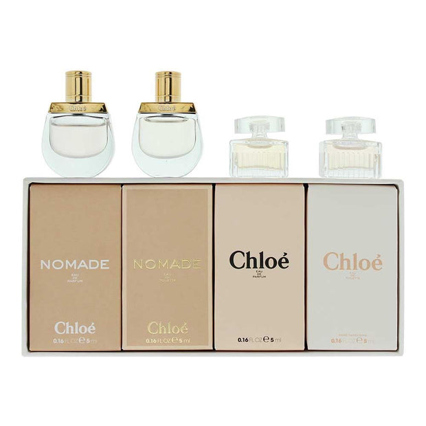 Σετ Chloe: Signature, Eau De Toilette, Για Γυναίκες, 5 ml *Miniature + Nomade, Eau De Toilette, Για Γυναίκες, 5 ml *Miniature + Nomade Nuit D'Egypte, Eau De Toilette, Για Γυναίκες, 5 ml *Miniature + Lumineuse, Eau De Parfum, Για Γυναίκες, 5 ml *Minia