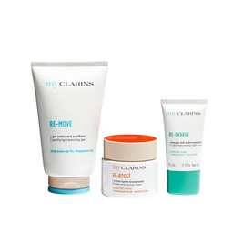 Σετ Clarins: My Clarins Re-Boost, Ενυδατικό, Τόνωσης, Morning, Κρέμα Προσώπου, 50 ml + My Clarins Re-Charge, Ενυδατικό, Μάσκα Νυκτός, 15 ml + My Clarins Re-Move, Καθαριστικό, Gel Καθαρισμού, Για το Πρόσωπο, 125 ml