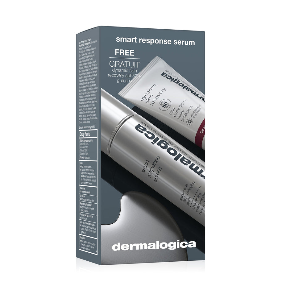 Set Dermalogica: Smart Response, Paraben-Free, Smoothes/Firms & Ενυδάτωσης, Day, Ορός Προσώπου, 30 ml + Dynamic Skin, Ενυδατική, Κρέμα Προσώπου, SPF 50, 7 ml + Gua Sha, Lifting & Σύσφιξης, Για το Πρόσωπο Massage Stone