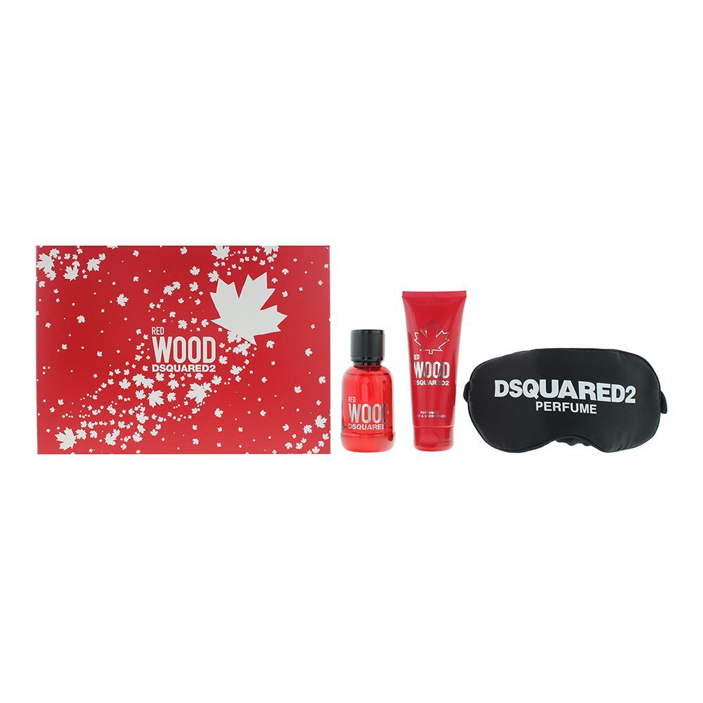 Σετ Dsquared 2: Red Wood, Eau De Toilette, Για Γυναίκες, 50 ml + Red Wood, Αφρόλουτρο & Σαμπουάν 2-Σε-1, 50 ml + Dsquared, Sleep Mask, Black, Universal