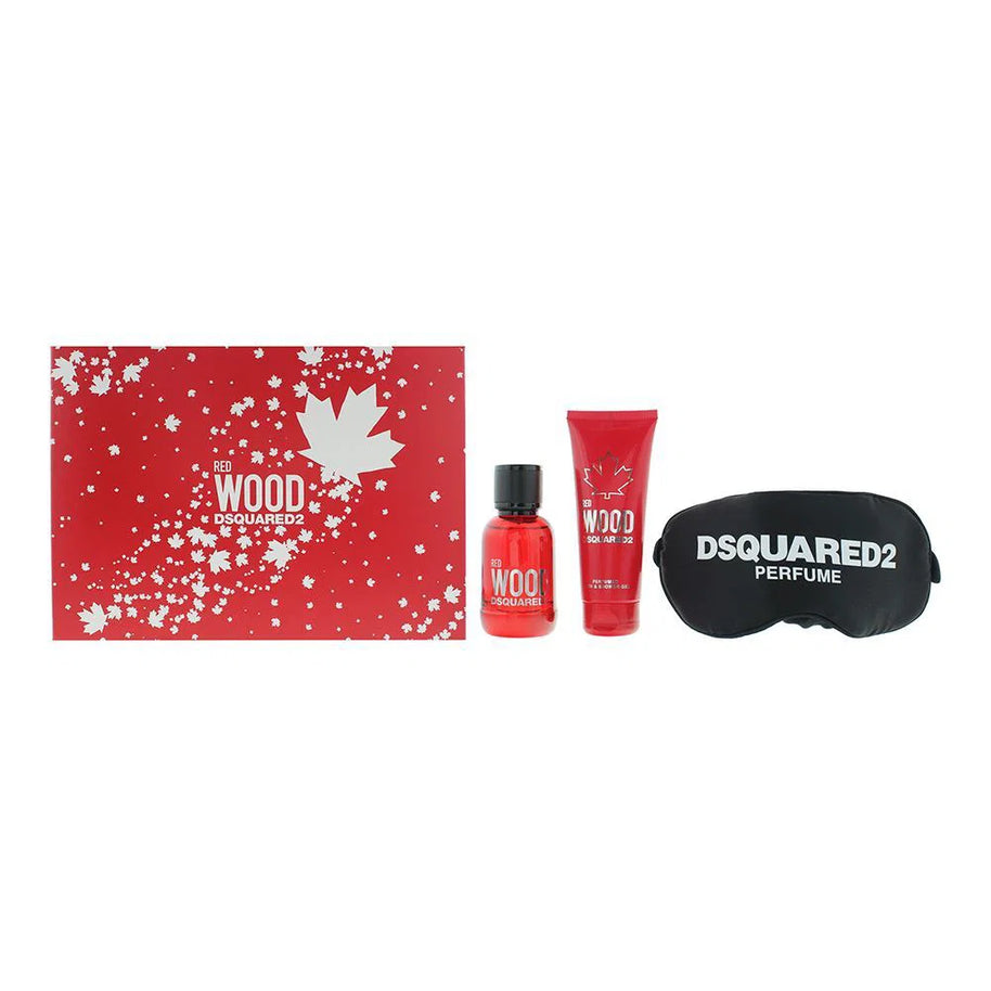 Set Dsquared 2: Red Wood, Eau De Toilette, Γυναικείο, 50 ml + Red Wood, Αφρόλουτρο & Σαμπουάν 2-Σε-1, 50 ml + Dsquared, Sleep Mask, Black, Universal