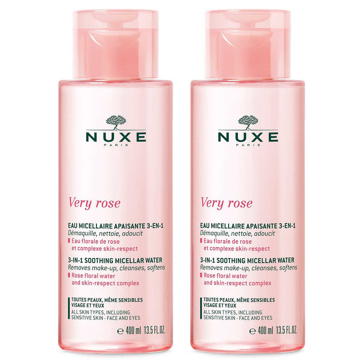 Set Duo, Nuxe, Very Rose, Νερό Micellar, Για Ευαίσθητες Επιδερμίδες, 2 pcs, 400 ml