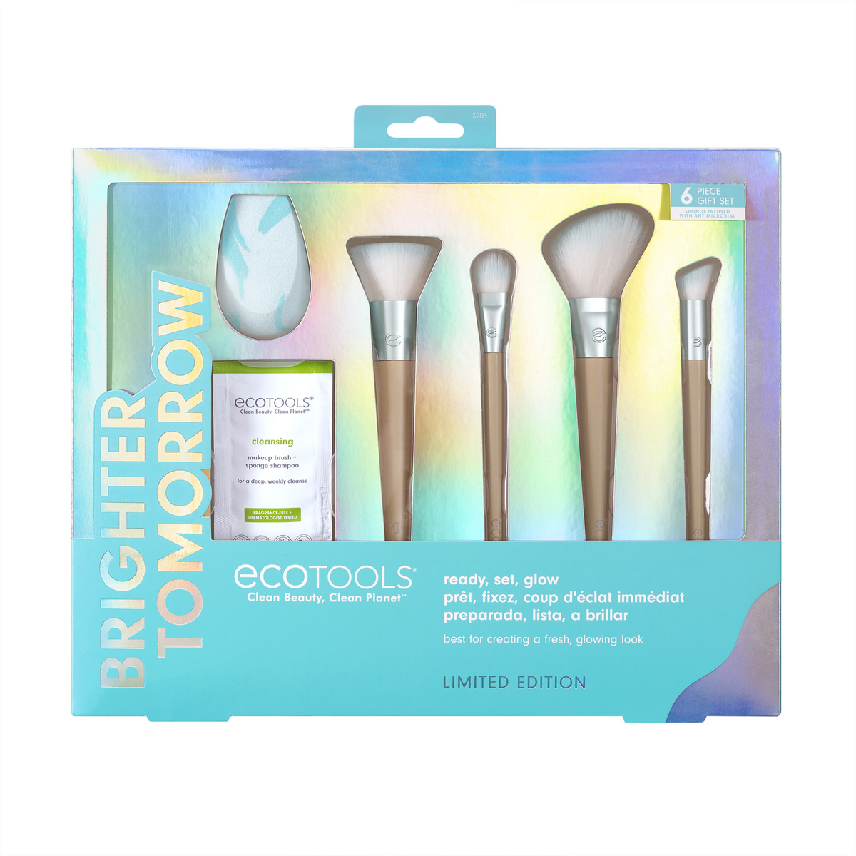 Brighter Tomorrow Set EcoTools: EcoTools, Blending, Πινέλο Foundation + EcoTools, Blending, Concealer Brush + EcoTools, Diffuse, Eyeshadow Brush + EcoTools, Brush & Sponge Cleanser Lotion, 7.39 ml + EcoTools, Blending, Πινέλο για Ρουζ + EcoTools