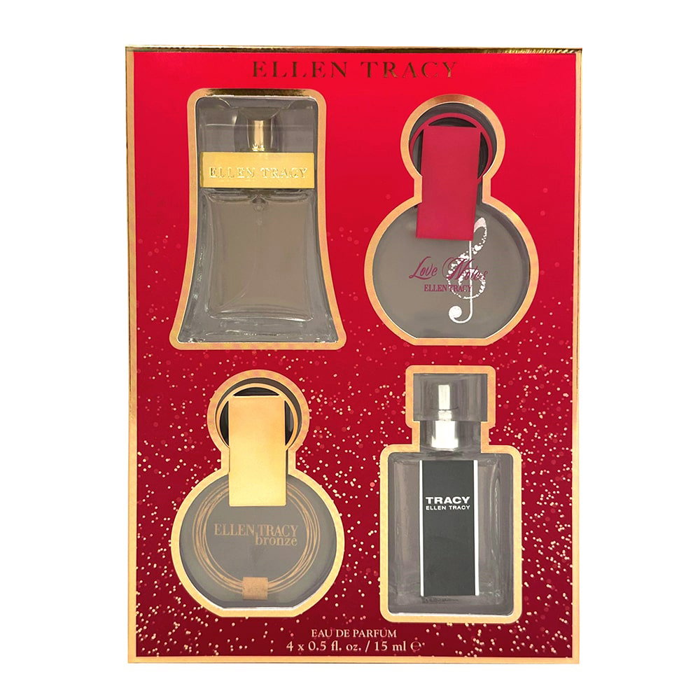 Σετ Ellen Tracy: Classic, Eau De Parfum, Για Γυναίκες, 15 ml + Tracy, Eau De Parfum, Για Γυναίκες, 15 ml + Bronze, Eau De Parfum, Για Γυναίκες, 15 ml + Love Notes, Eau De Parfum, Για Γυναίκες, 15 ml