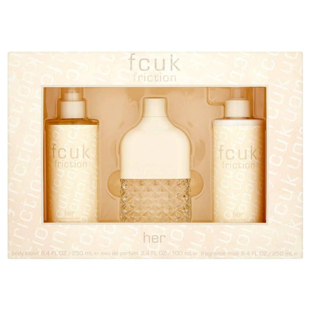 Set Fcuk: Friction, Eau De Parfum, Γυναικείο, 100 ml + Friction, Ενυδατική Λοσιόν Σώματος, 250 ml + Friction, Scented Spray, Γυναικείο, 250 ml