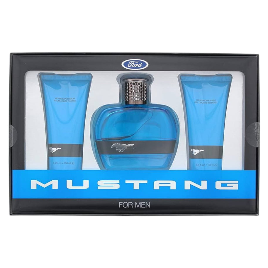 Σετ Ford: Mustang Blue, Eau De Toilette, Για Άνδρες, 100 ml + Mustang Blue, Ενυδατικό, Balm Για Μετά το Ξύρισμα, 100 ml + Mustang Blue, Ενυδατικό, Αφρόλουτρο, Για τα Μαλλιά & Body, 100 ml