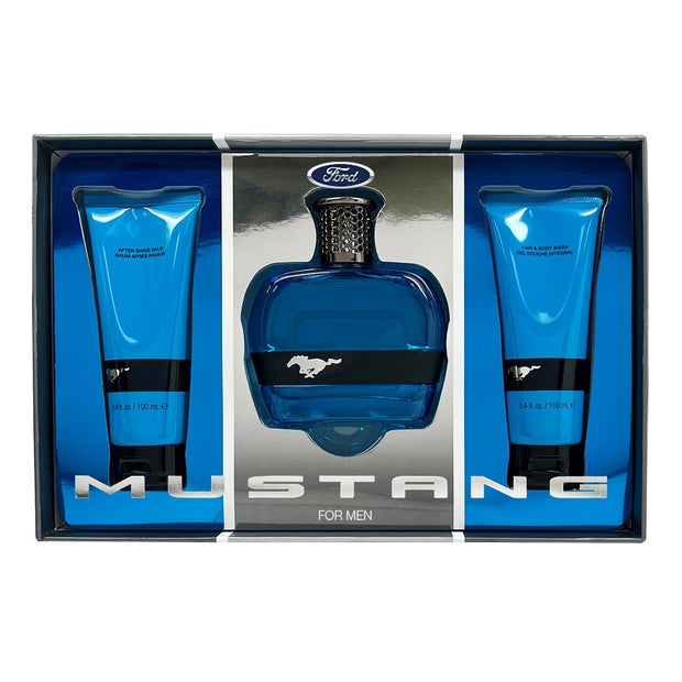 Σετ Ford: Mustang Blue, Eau De Toilette, Για Άνδρες, 100 ml + Mustang Blue, Ενυδατικό, Balm Για Μετά το Ξύρισμα, 100 ml + Mustang Blue, Ενυδατικό, Αφρόλουτρο, Για τα Μαλλιά & Body, 100 ml