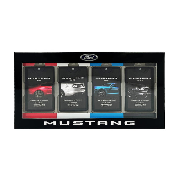 Σετ Ford: Mustang Red, Eau De Toilette, Για Άνδρες, 20 ml + Mustang White, Eau De Toilette, Για Άνδρες, 20 ml + Mustang Blue, Eau De Toilette, Για Άνδρες, 20 ml + Mustang Black, Eau De Toilette, Για Άνδρες, 20 ml