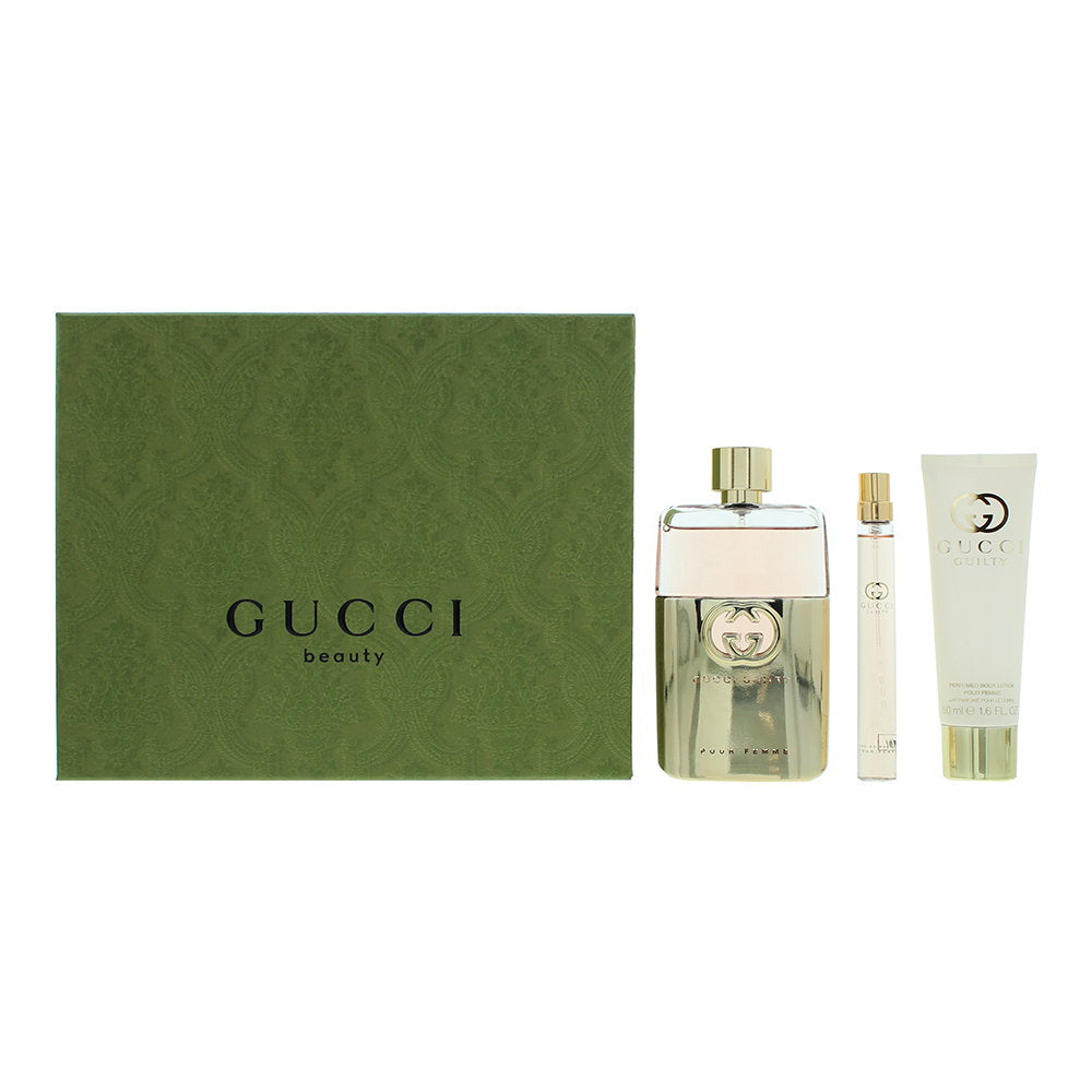 Σετ Gucci: Guilty, Eau De Parfum, Για Γυναίκες, 90 ml + Guilty, Eau De Parfum, Για Γυναίκες, 10 ml + Guilty, Ενυδατικό, Λοσιόν Σώματος, 50 ml