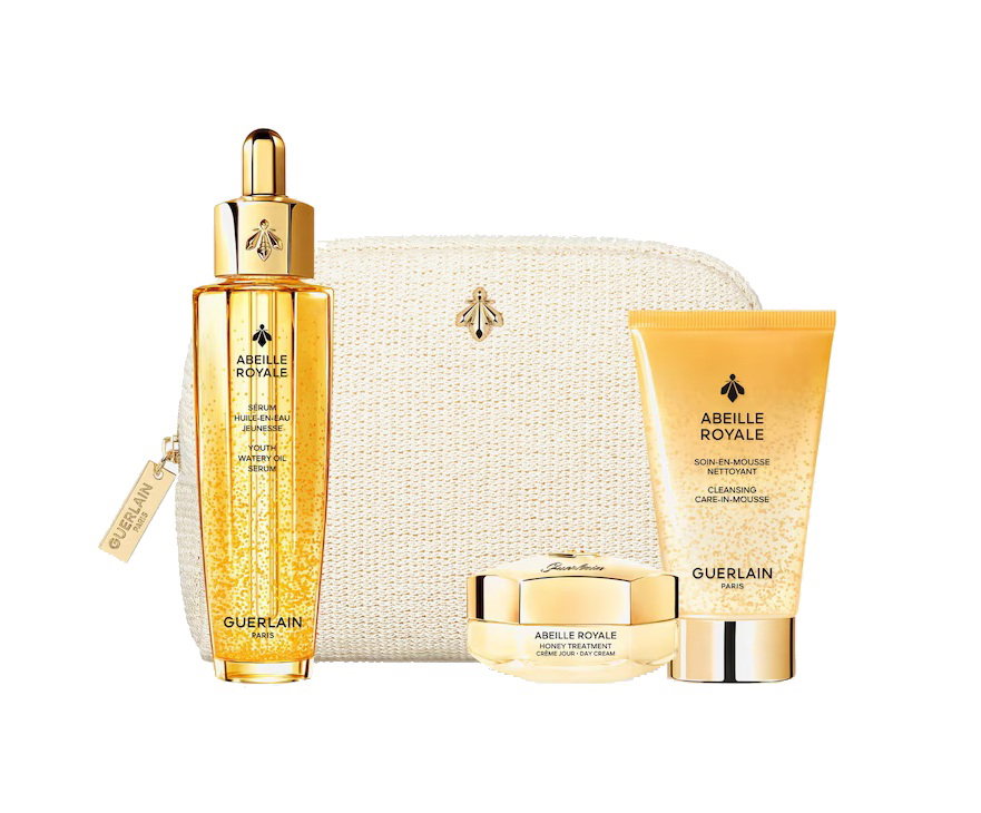 Σετ Guerlain: Abeille Royale, Replumping, Έλαιο, Για Πρόσωπο & Λαιμό, 50 ml + Abeille Royale, Honey, Age-Defying, Κρέμα Ημέρας Για το Πρόσωπο, 15 ml + Abeille Royale, Αφρός Καθαρισμού, 40 ml