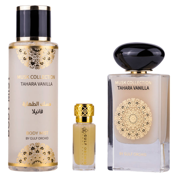 Σετ Gulf Orchid: Tahara Vanilla, Eau De Parfum, Unisex, 60 ml + Tahara Vanilla, Αρωματικό Spray, Για Γυναίκες, 250 ml + Tahara Vanilla, Λάδι Αρώματος, Για Γυναίκες, 12 ml *Miniature