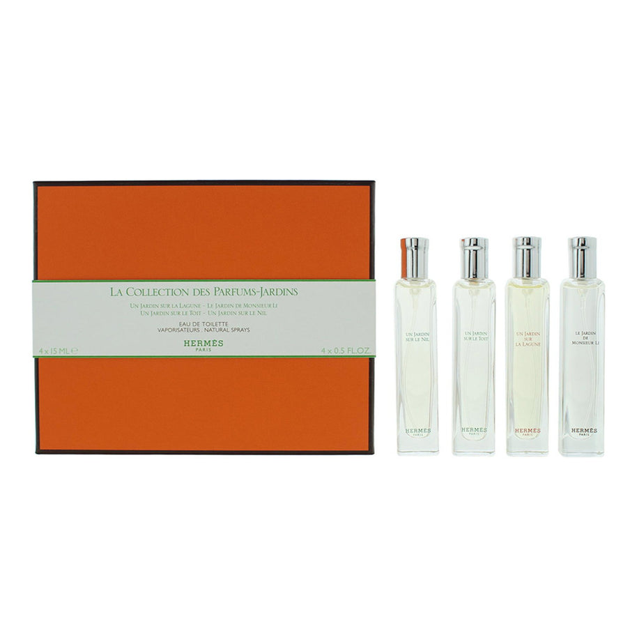 Set Hermes: Un Jardin Sur Le Nil, Eau De Toilette, Unisex, 15 ml + Un Jardin Sur Le Toit, Eau De Toilette, Unisex, 15 ml + Un Jardin Sur La Lagune, Eau De Toilette, Unisex, 15 ml + Le Jardin de Monsieur Li, Eau De Toilette, Γυναικείο, 15 ml
