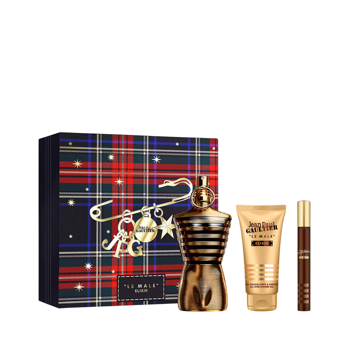 Σετ Jean Paul Gaultier: Le Male Elixir, Eau De Parfum, Για Άνδρες, 125 ml + Le Male Elixir, Eau De Parfum, Για Άνδρες, 10 ml + Le Male Elixir, Αφρόλουτρο, 75 ml