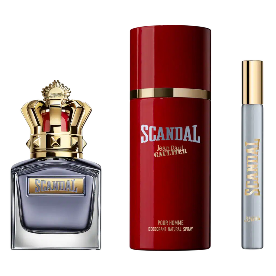 Σετ Jean Paul Gaultier: Scandal Pour Homme, Eau De Toilette, Για Άνδρες, 50 ml + Scandal Pour Homme, Eau De Toilette, Για Άνδρες, 10 ml + Scandal Pour Homme, Αρωματικό Spray, Για Άνδρες, 150 ml