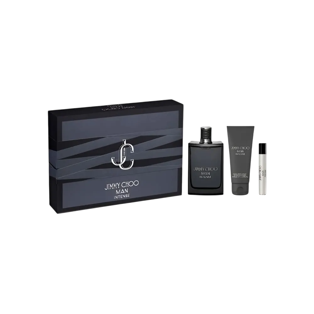 Σετ Jimmy Choo: Man Intense, Eau De Toilette, Για Άνδρες, 100 ml + Man Intense, Eau De Toilette, Για Άνδρες, 7.5 ml + Man Intense, Αφρόλουτρο, 100 ml
