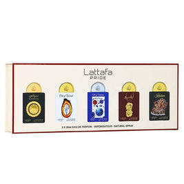Σετ Lattafa: Nebras, Eau De Parfum, Για Γυναίκες, 20 ml + Art Of Wood, Eau De Parfum, Για Γυναίκες, 20 ml + Art Of Universe, Eau De Parfum, Για Γυναίκες, 20 ml + Ansaam Gold, Eau De Parfum, Για Γυναίκες, 20 ml + Kashan, Eau De Parfum, Για Γυναίκες, 2