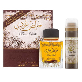 Set Lattafa: Pure Oudi, Eau De Parfum, Unisex, 100 ml + Pure Oudi, Αντιιδρωτικό Αποσμητικό Spray, Unisex, 50 ml