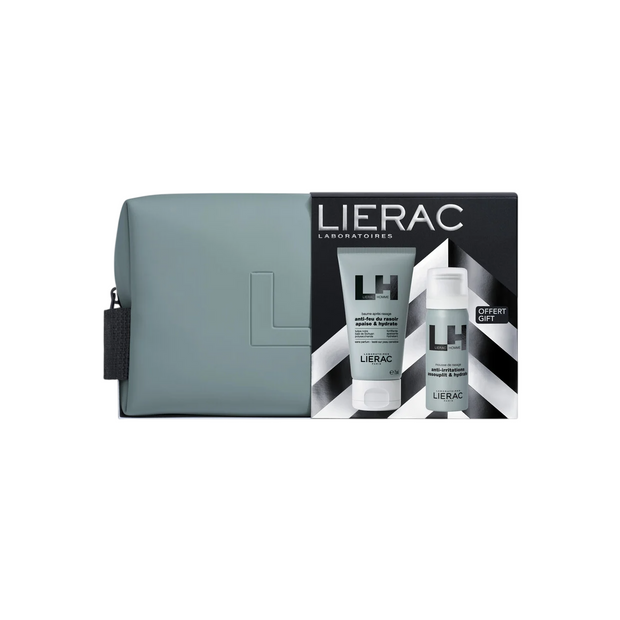 Σετ Lierac: Homme, Moisturising, After-Shave Balm, 75 ml + Homme, Ενυδατικό, Shaving Foam, 50 ml + Homme, Zippered, GWP Textile Pouch
