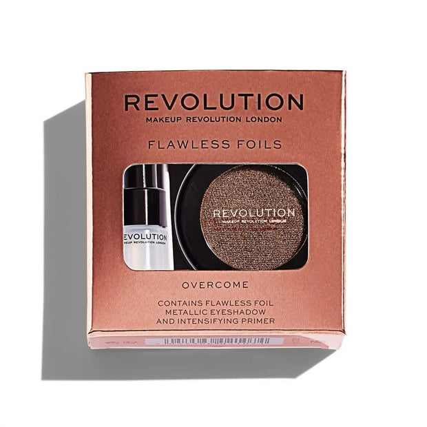 Σετ Makeup Revolution: Flawless Foils, Vegan, Σκιά Ματιών Primer, 2 ml + Flawless Foils, Vegan, Παλέτα Σκιών, Overcome, 2 g