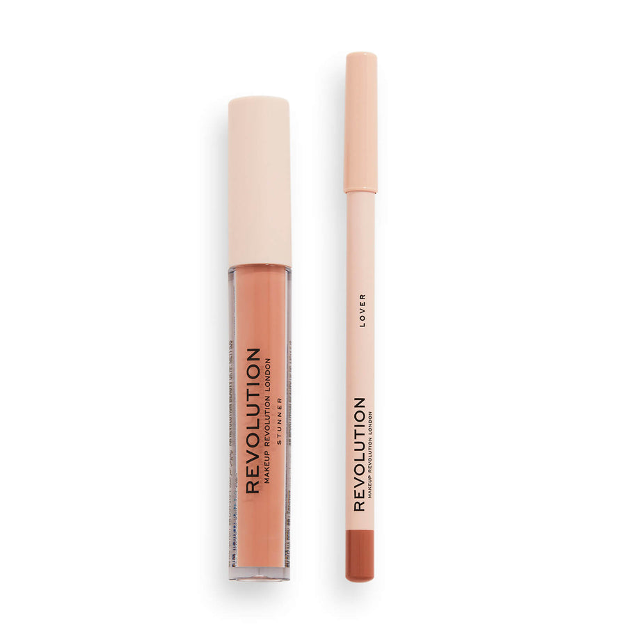 Σετ Makeup Revolution: Makeup Revolution, Υγρό Κραγιόν, Lover, 3 ml + Makeup Revolution, Precision, Μολύβι Χειλιών, Lover, 1 g